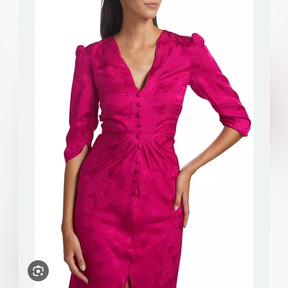 Saloni Mitsu Silk Jacquard Midi Dress,Size 2(6uk) - Picture 3 of 3